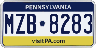 PA license plate MZB8283
