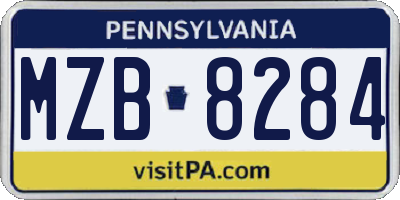 PA license plate MZB8284