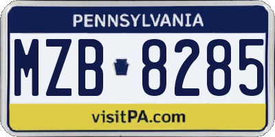 PA license plate MZB8285