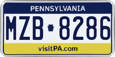 PA license plate MZB8286