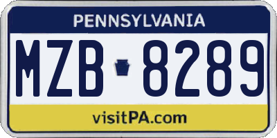 PA license plate MZB8289