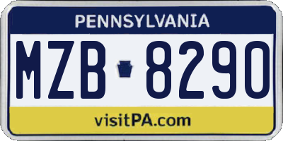 PA license plate MZB8290