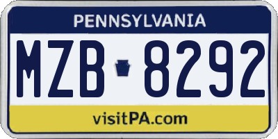 PA license plate MZB8292