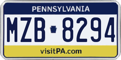 PA license plate MZB8294