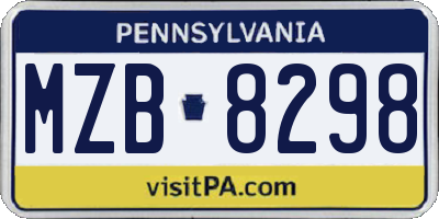 PA license plate MZB8298