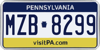 PA license plate MZB8299