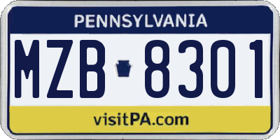 PA license plate MZB8301