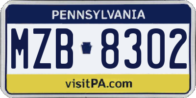 PA license plate MZB8302