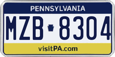 PA license plate MZB8304