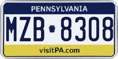 PA license plate MZB8308