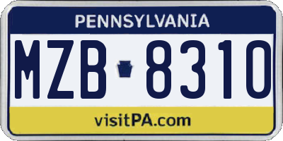 PA license plate MZB8310