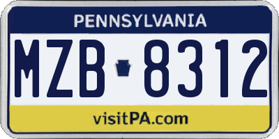PA license plate MZB8312