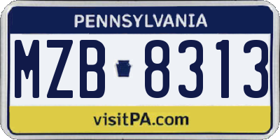 PA license plate MZB8313