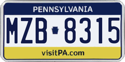 PA license plate MZB8315