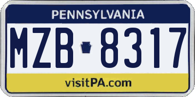PA license plate MZB8317