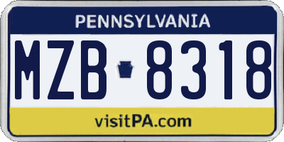 PA license plate MZB8318