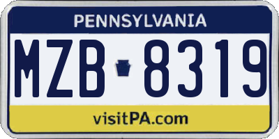 PA license plate MZB8319