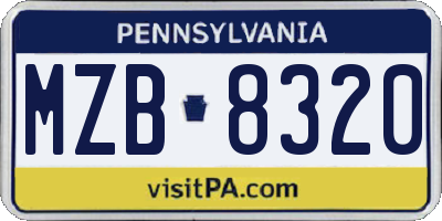 PA license plate MZB8320