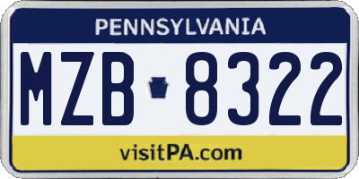 PA license plate MZB8322