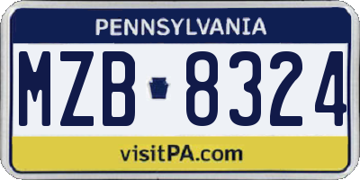 PA license plate MZB8324