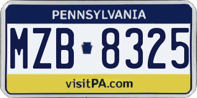PA license plate MZB8325