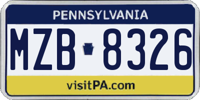 PA license plate MZB8326