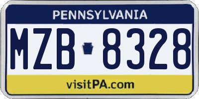 PA license plate MZB8328