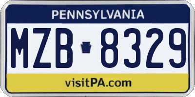 PA license plate MZB8329