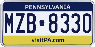 PA license plate MZB8330