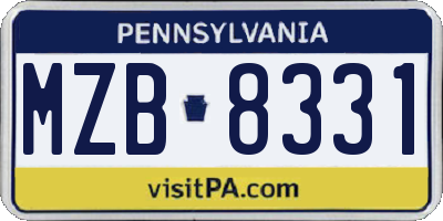 PA license plate MZB8331