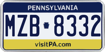 PA license plate MZB8332