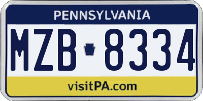 PA license plate MZB8334