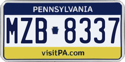 PA license plate MZB8337