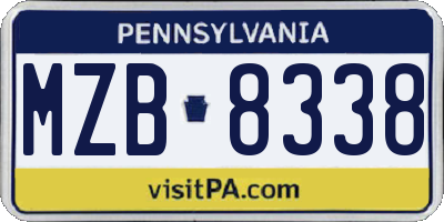 PA license plate MZB8338