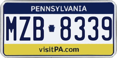 PA license plate MZB8339