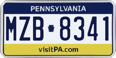PA license plate MZB8341