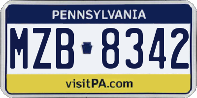 PA license plate MZB8342