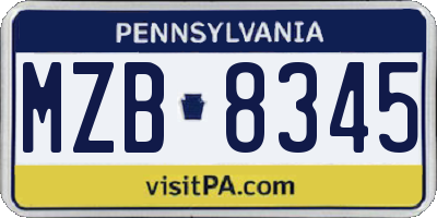 PA license plate MZB8345