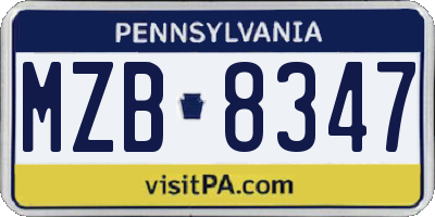 PA license plate MZB8347