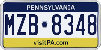 PA license plate MZB8348