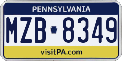 PA license plate MZB8349