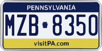 PA license plate MZB8350