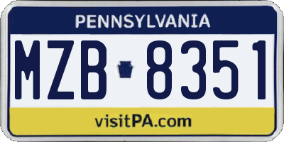 PA license plate MZB8351