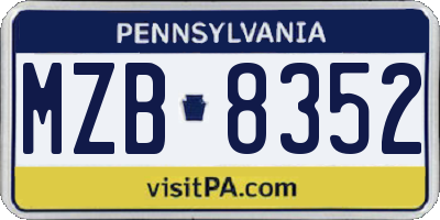 PA license plate MZB8352