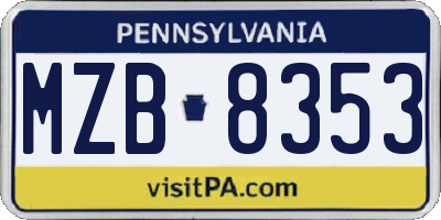 PA license plate MZB8353