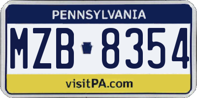 PA license plate MZB8354