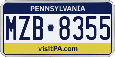 PA license plate MZB8355