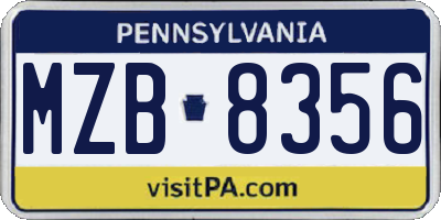 PA license plate MZB8356