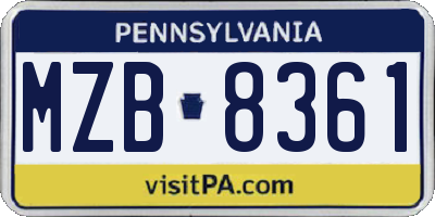 PA license plate MZB8361