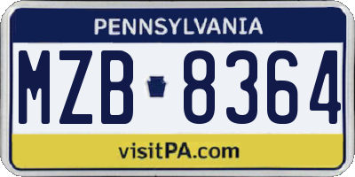 PA license plate MZB8364